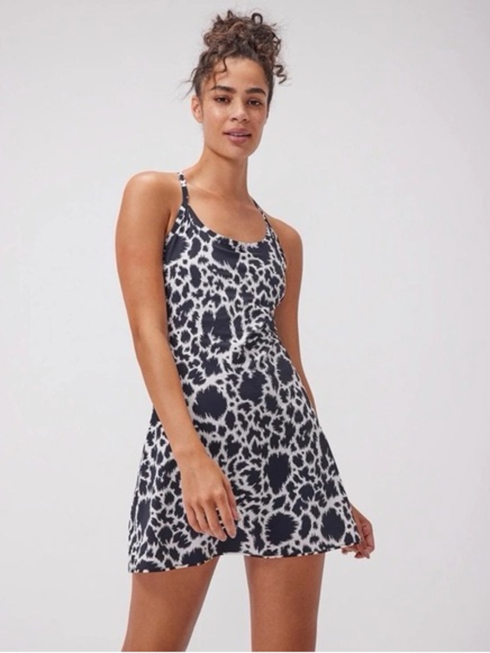 Outdoor Voices Black and White Animal-Print Mini Dress